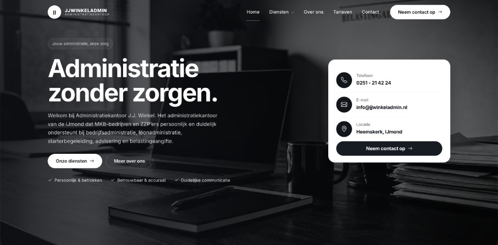 Homepage van Administratiekantoor J.J. Winkel